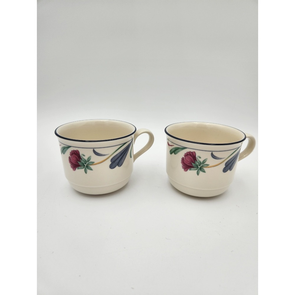Lenox Chinastone Poppies on Blue cups 2 stackable Mugs Replacement